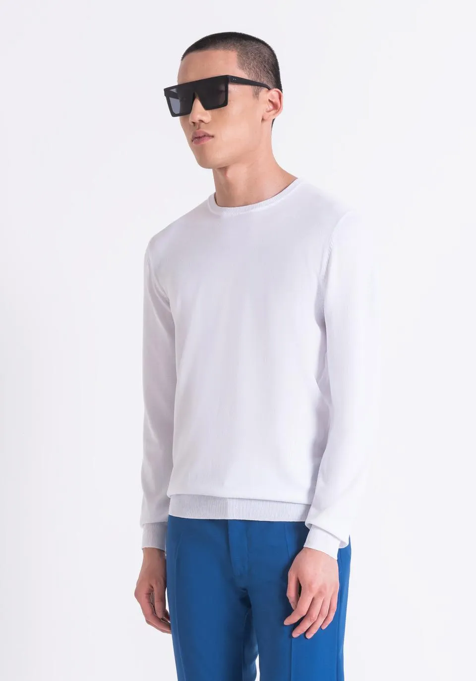 SUPER SLIM FIT SWEATER IN VISCOSE MIXED YARN