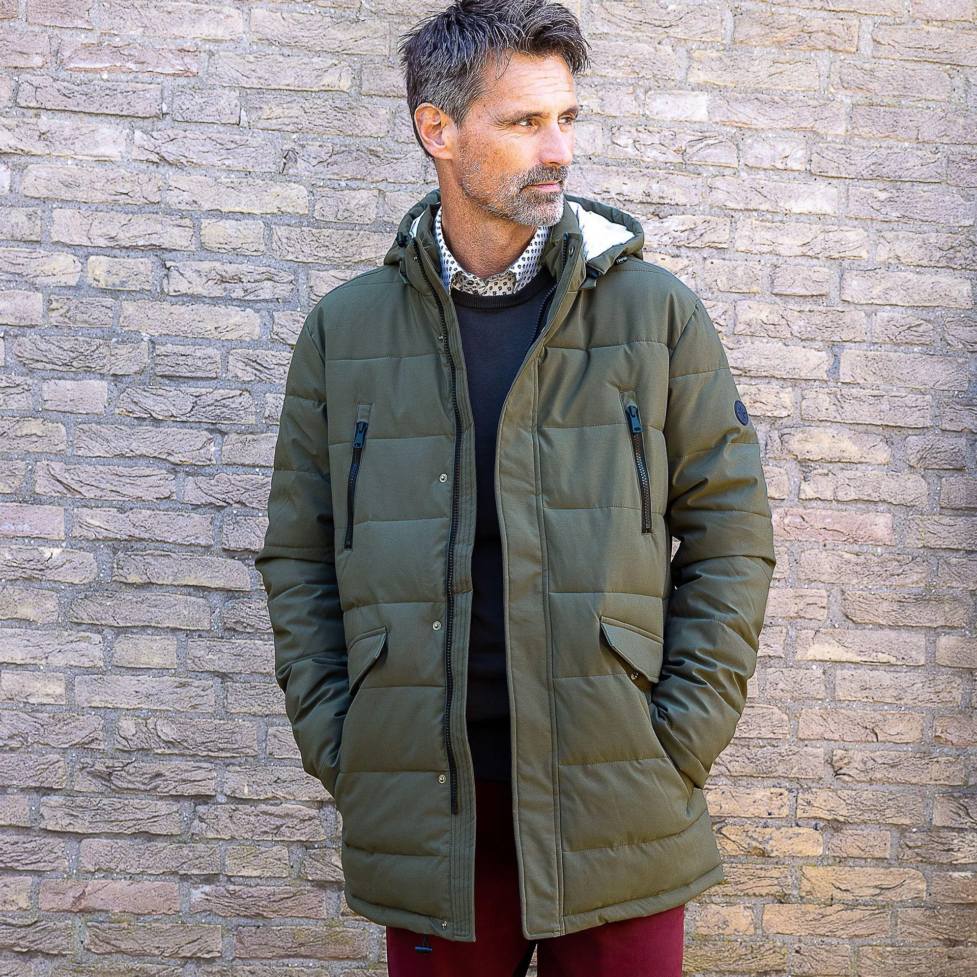 Swan Donslook Lange Jas Forest Green