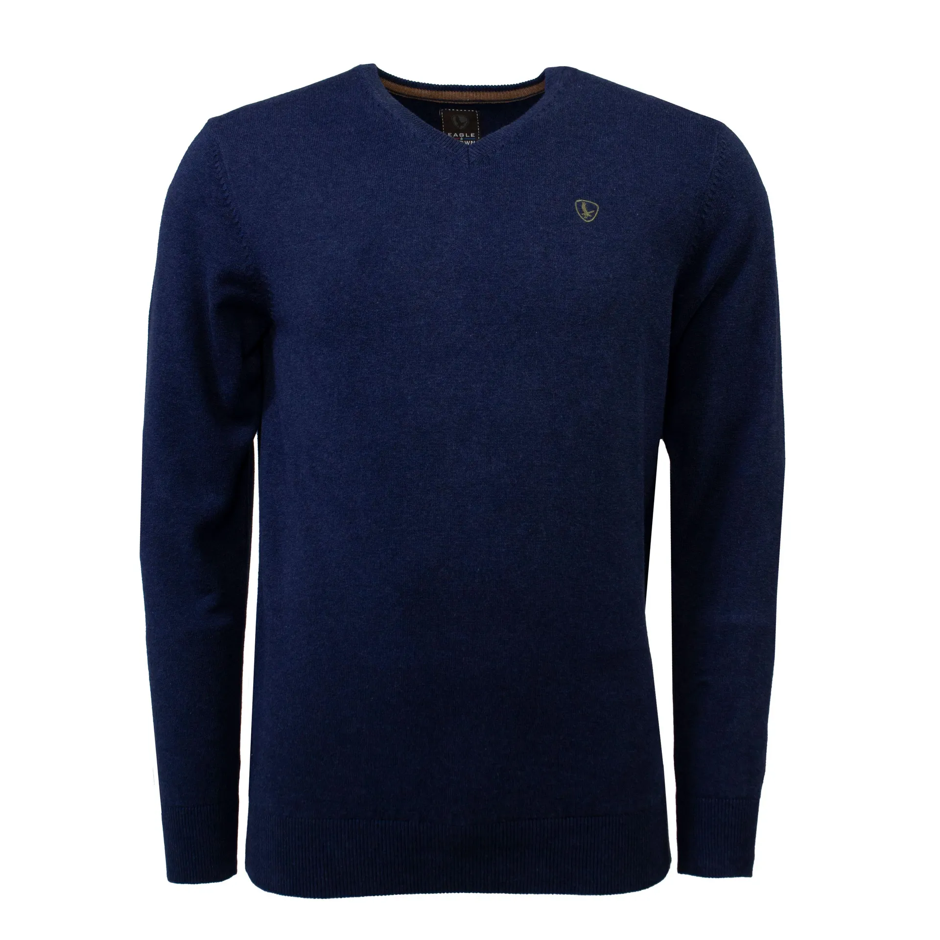 Katoenen Trui met V-hals Donkerblauw