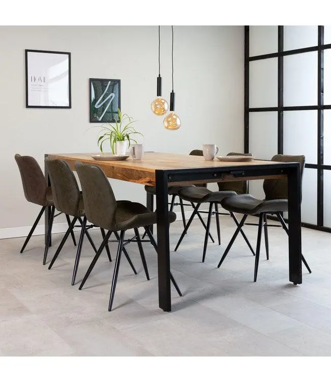 Industriële eettafel Colorado 220x100 cm - Mangohout