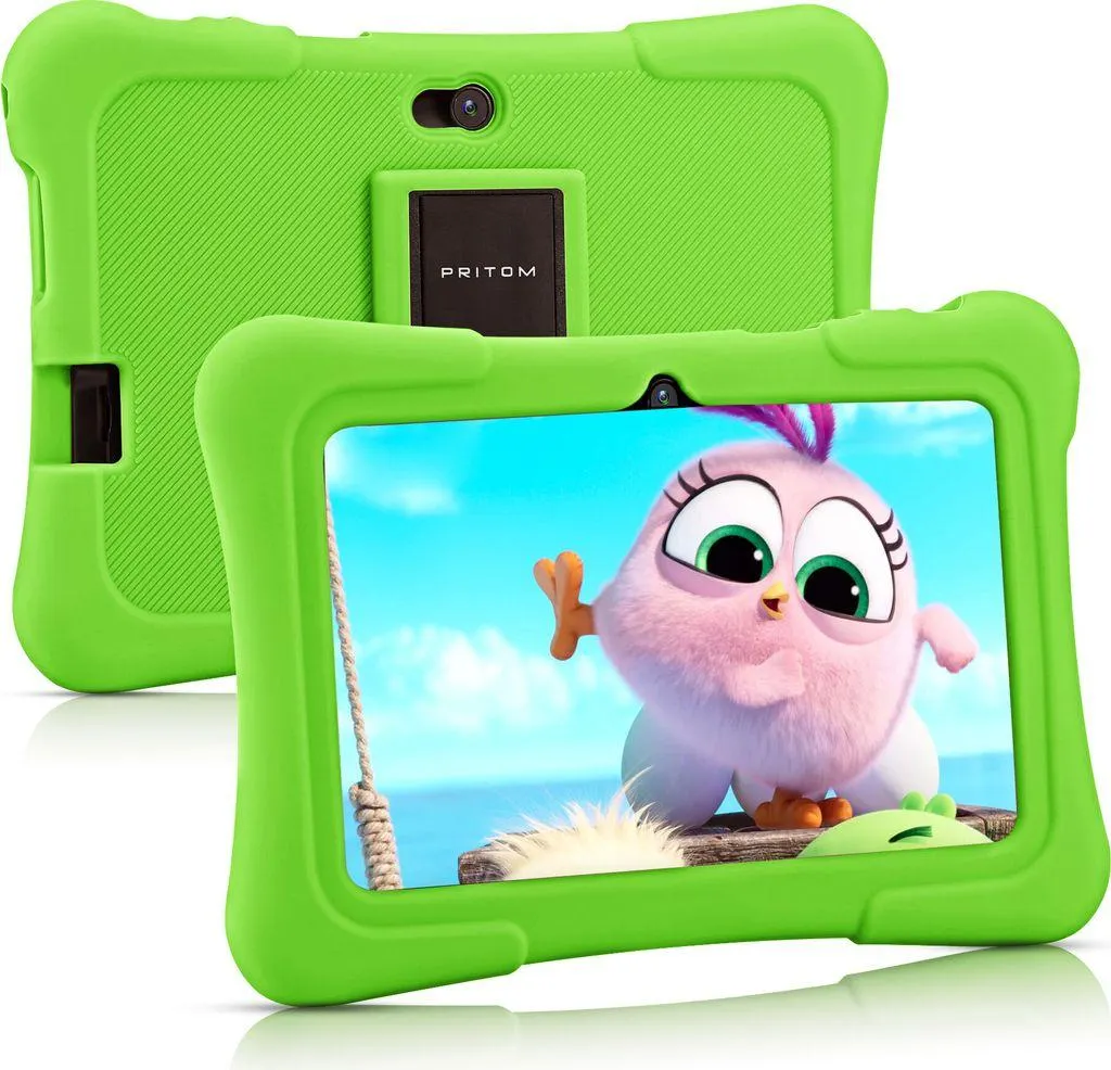 PRITOM K7 7 Zoll Kinder Tablet Android 10 Tablet PC 32 GB ROM Quad Core Tablets WiFi Tablet für Kinder,Grün
