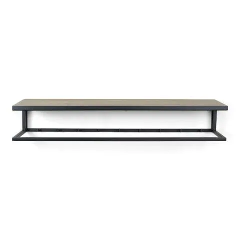 Kapstok Indra zwart/eiken 9 haken