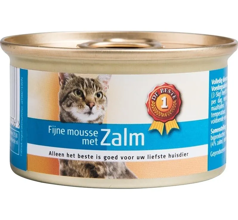 1 De Beste Kattenmousse Zalm 85 Gram