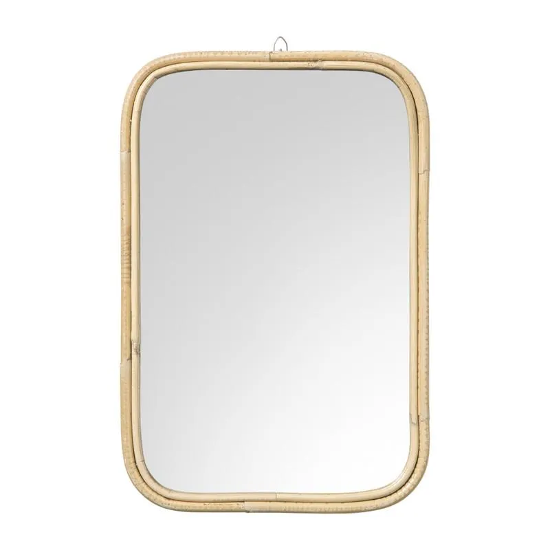 Spiegel met rotan lijst - bruin - 45x30 cm