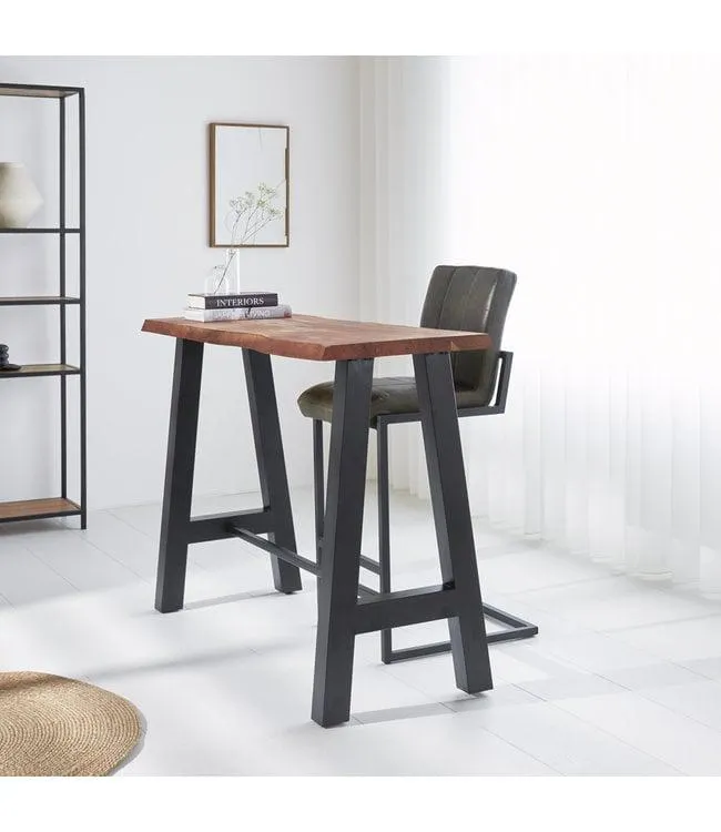 Industriële bartafel Quinty mangohout boomstam 150x50 cm