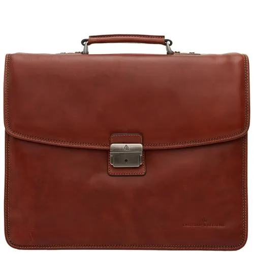 Castelijn en Beerens Laptoptas / Aktetas / Werktas 15.6 Inch Leer Verona Cognac
