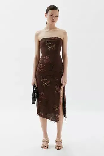 UO Samara Mesh Strapless Midi Dress