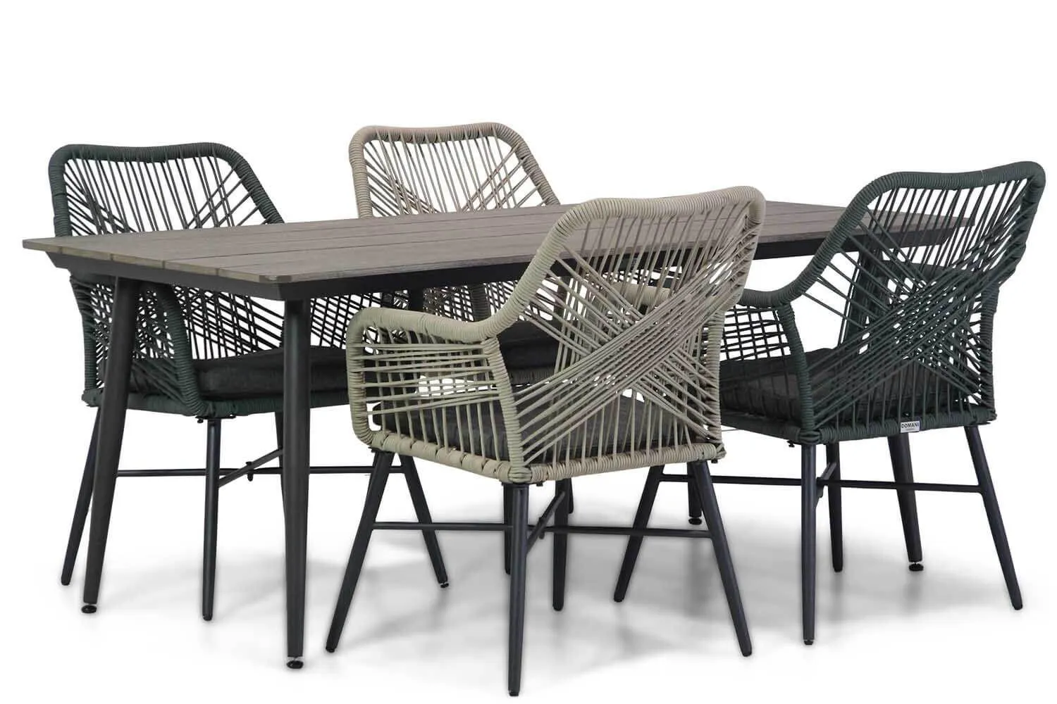 Domani Foris/Matale 180 cm dining tuinset 5-delig green / naturel