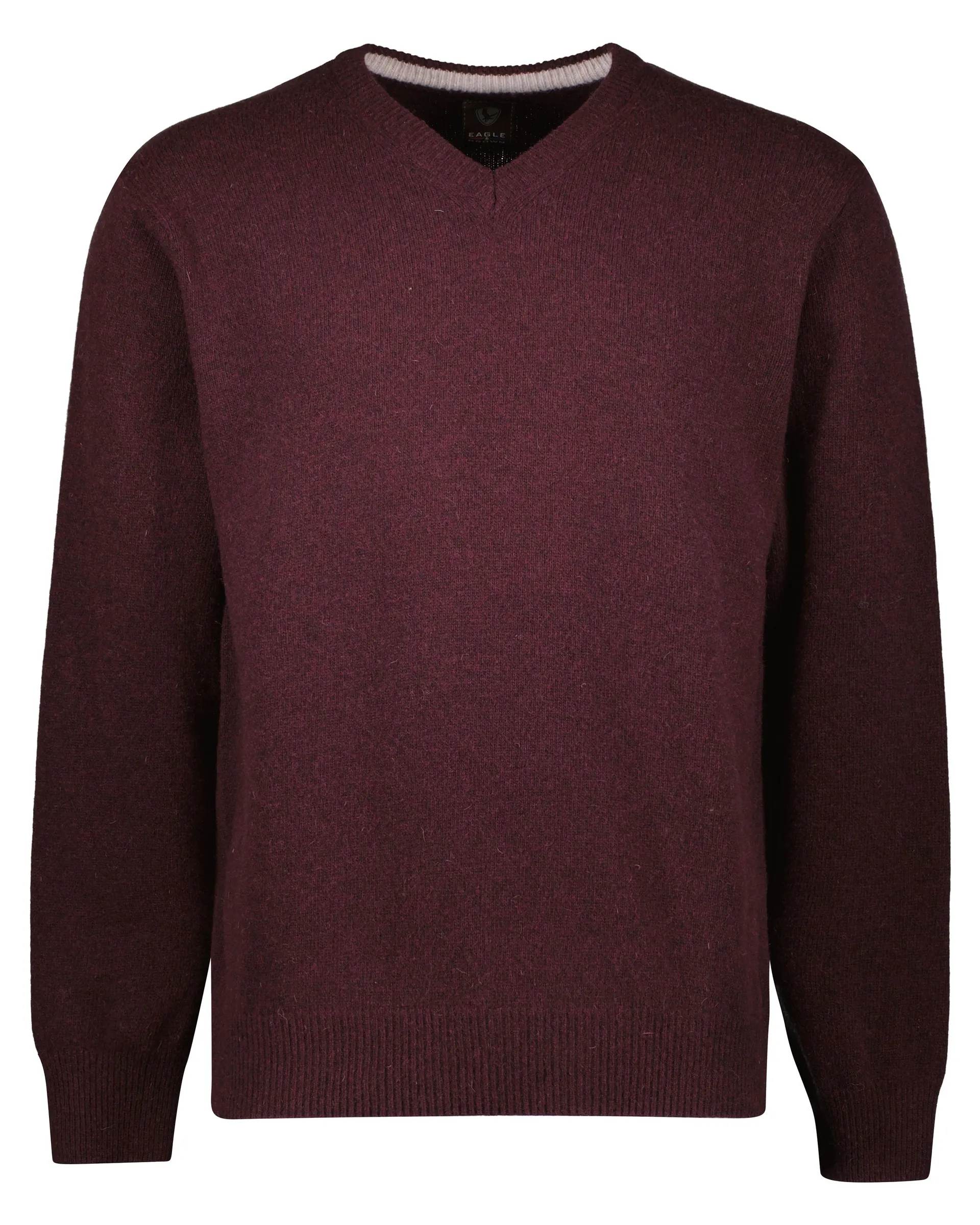 Lamswollen Trui met V-hals Bordeaux