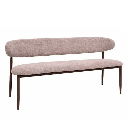 Giga Meubel Eetkamerbank Alexia - Stof - Taupe/Walnoot - 160x55x77cm