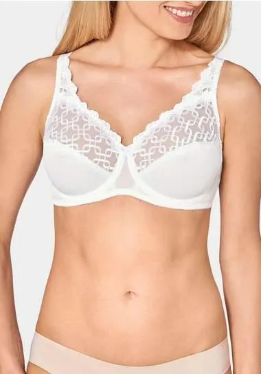 Triumph Minimizer-bh Letizia W01 Cup B-E, licht transparante bovencup met grafisch kant