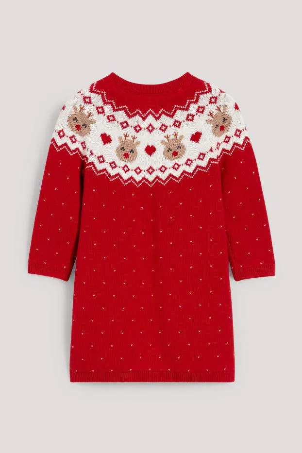Gebreide babyjurk voor kerst