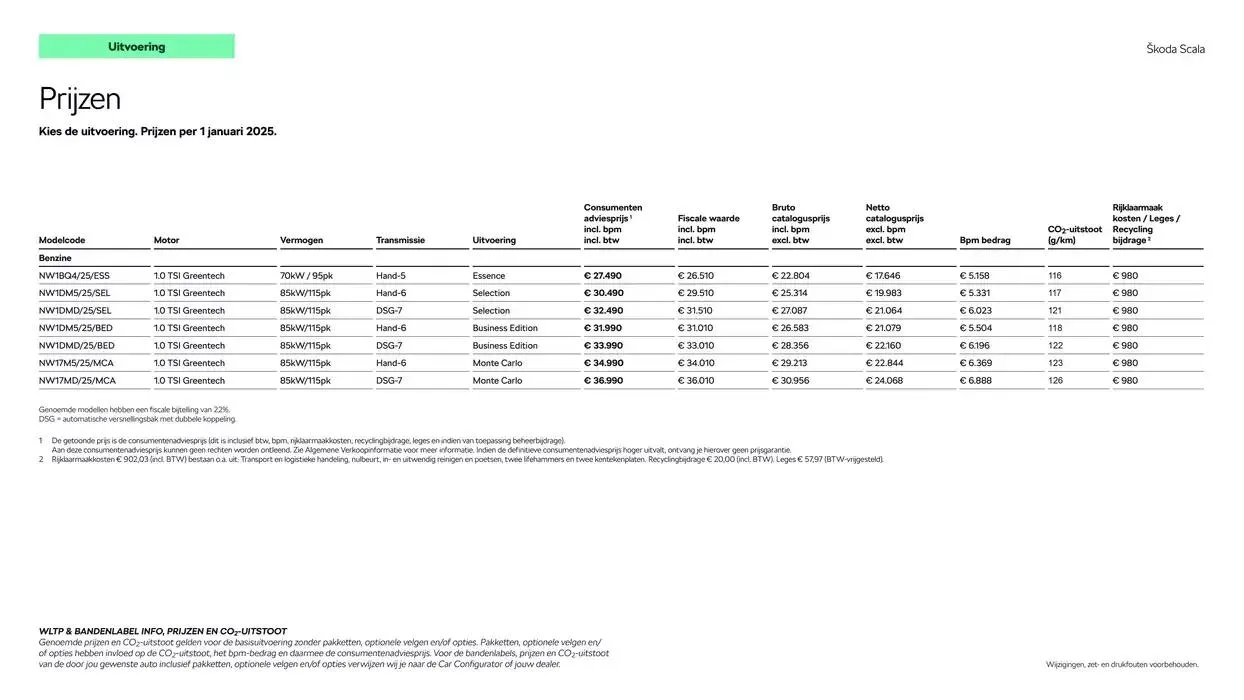 Škoda Scala prijslijst per 25 november 2024 van 17 december tot 17 december 2025 - Folder pagina 4