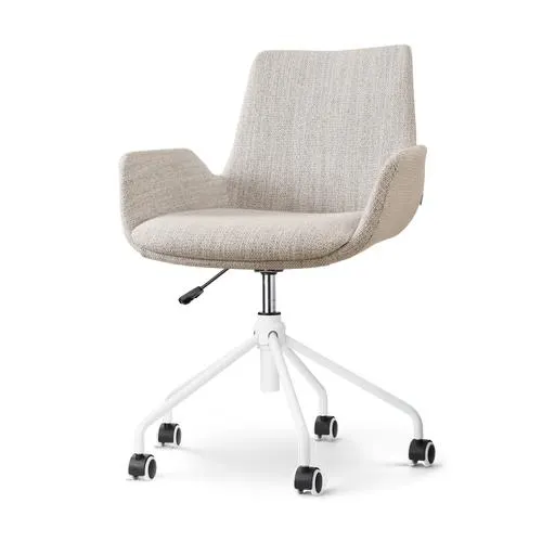 Nolon Nout-Eef Bureaustoel Beige Gemêleerd - Armleuning - Wit Onderstel