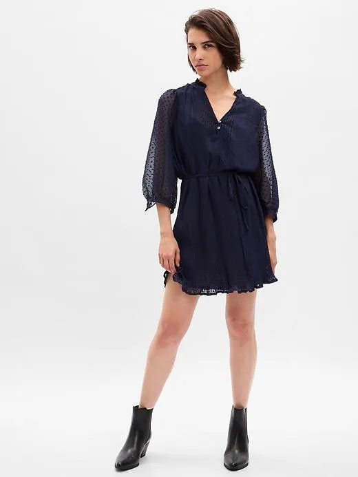 Swiss Dot Pleated Mini Dress