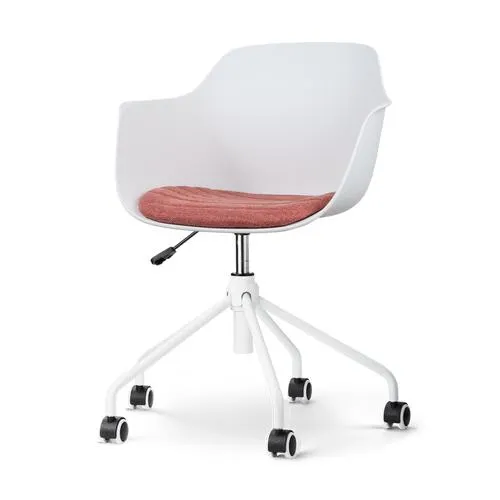 Nolon Nout-Liz Bureaustoel Wit - Terracotta Kussen - Wit Onderstel