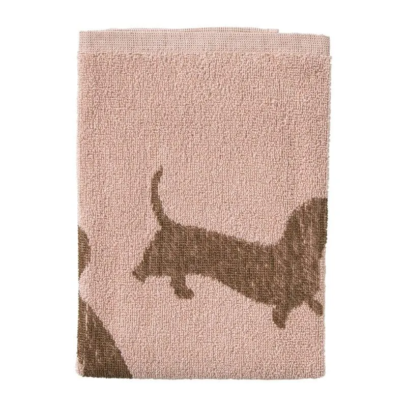 Keukendoek teckels - roze/bruin - 50x50 cm