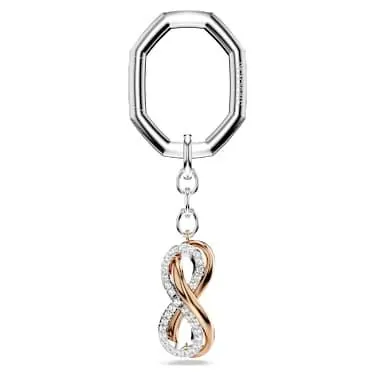 Key ring Infinity, White, Mixed metal finish