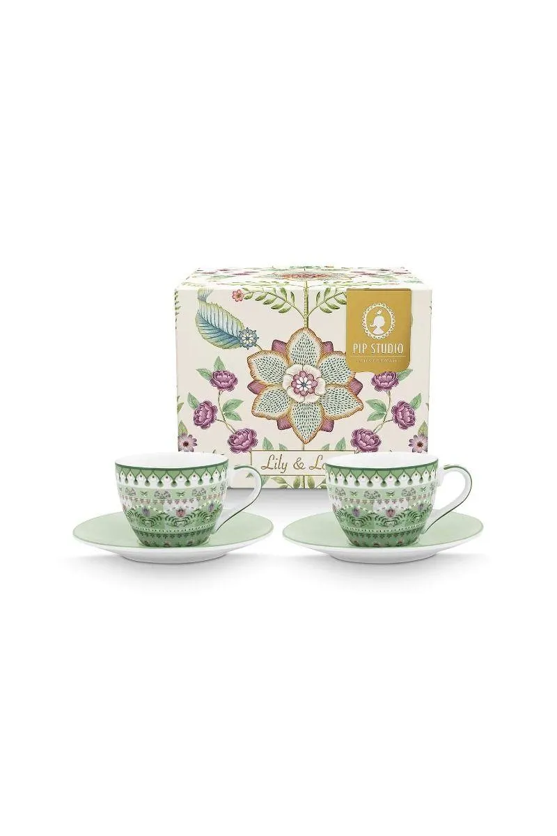 Set/2 Espresso Koppen & Schotels Lily&Lotus Licht Groen