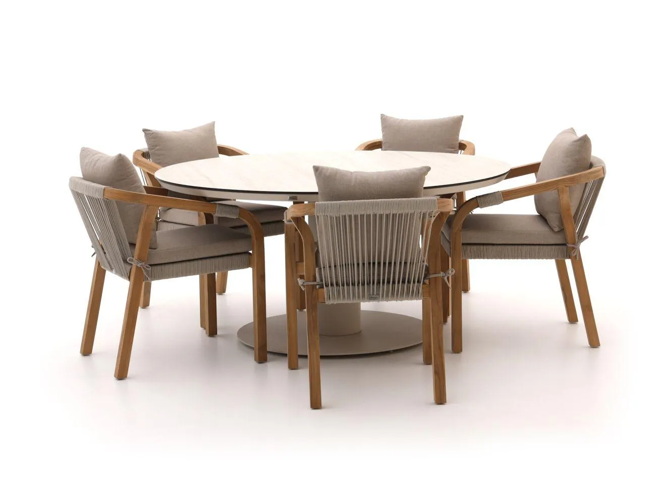 Bellagio Perzano/La Fonte ø 150cm dining tuinset 6-delig stapelbaar