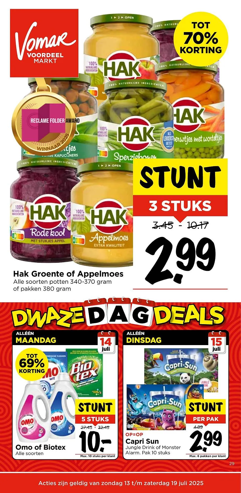 Vomar folder van 13 juli tot 19 juli 2025 - Folder pagina 1