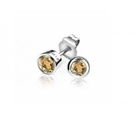 Zinzi zilveren ronde oorknoppen 6mm met champagne zirconia's ZIO322C