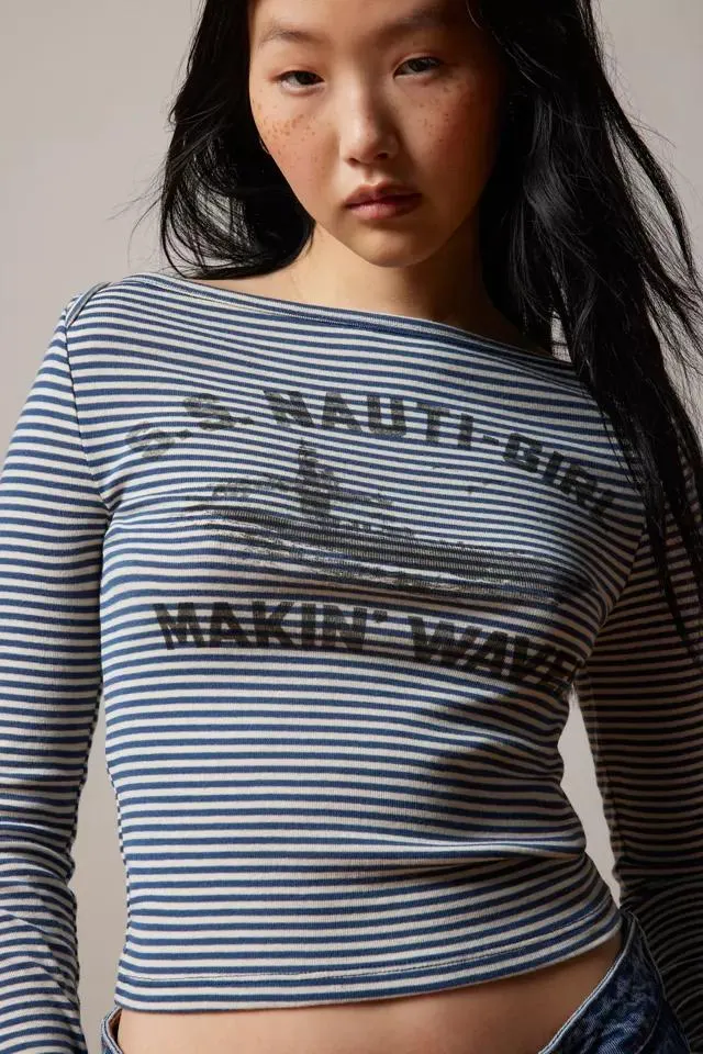 BDG Willow Nautical Stripe Long Sleeve Tee