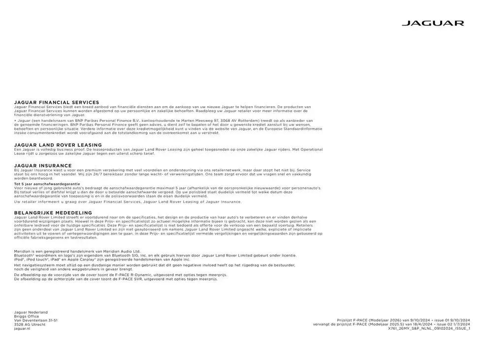 Jaguar F-PACE van 20 november tot 30 juni 2025 - Folder pagina 17
