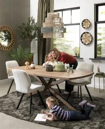 eetkamerstoel - zwart frame - stof Avicci - Antraciet