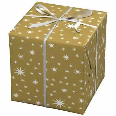 Cadeaupapier - 10 meter - goud/sterren