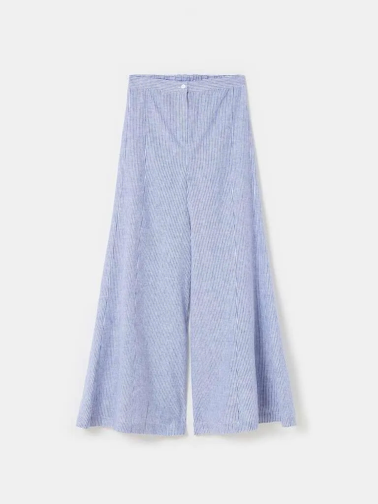 White/Blue Flare-fit wide-leg trousers