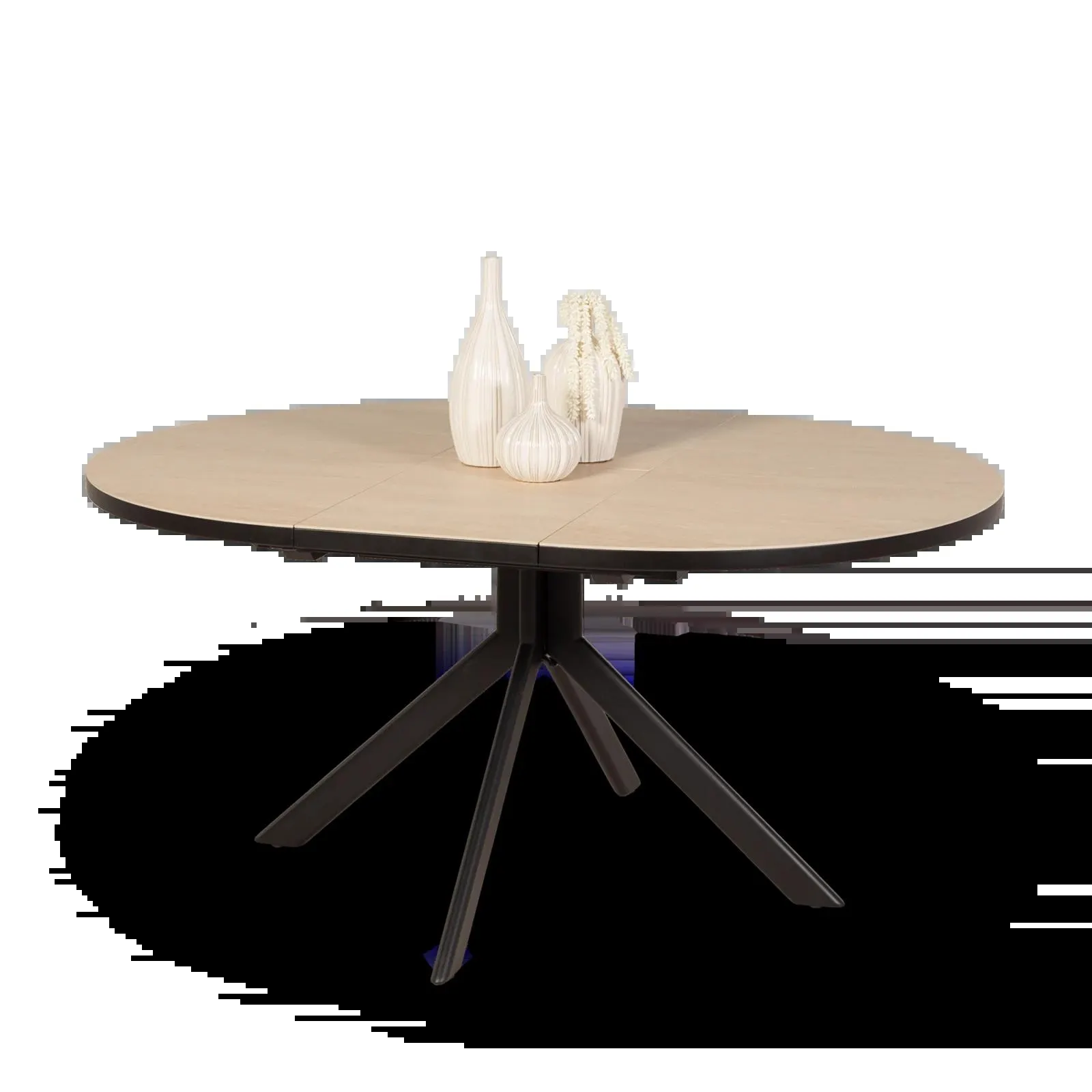 Uitschuiftafel (rond 120cm) Siena (sale) - Keramiek: Stone Beige