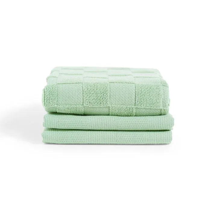 Cinderella Theedoeken & Keukendoek Combiset Checkmaid - groen - Set van 3