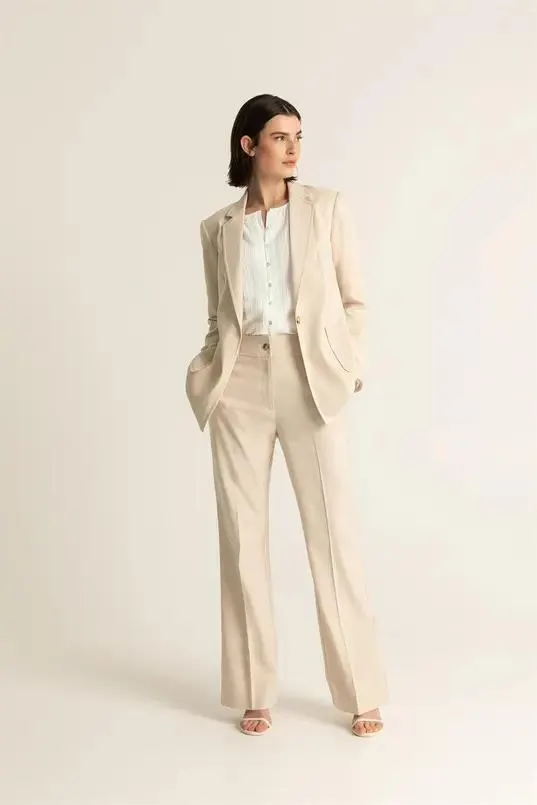 Stretch linnenmix blazer