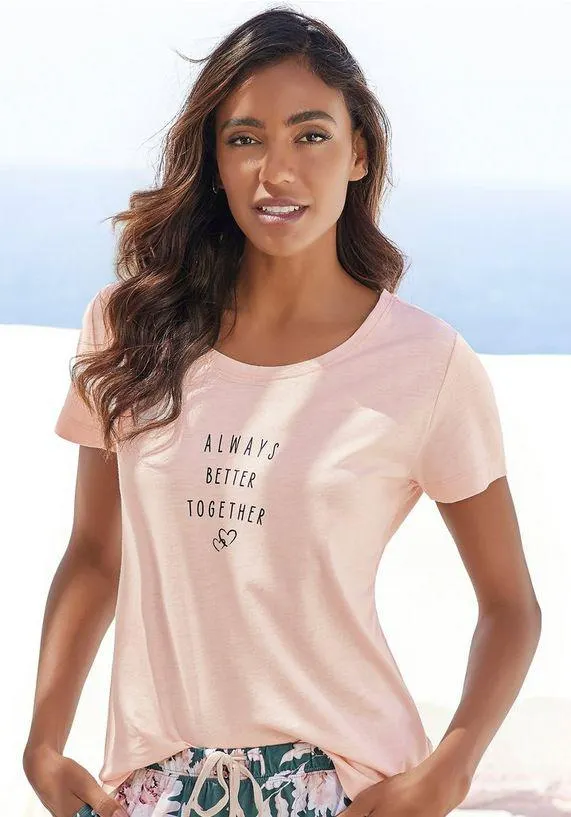 Vivance Dreams Pyjama top met statementprint