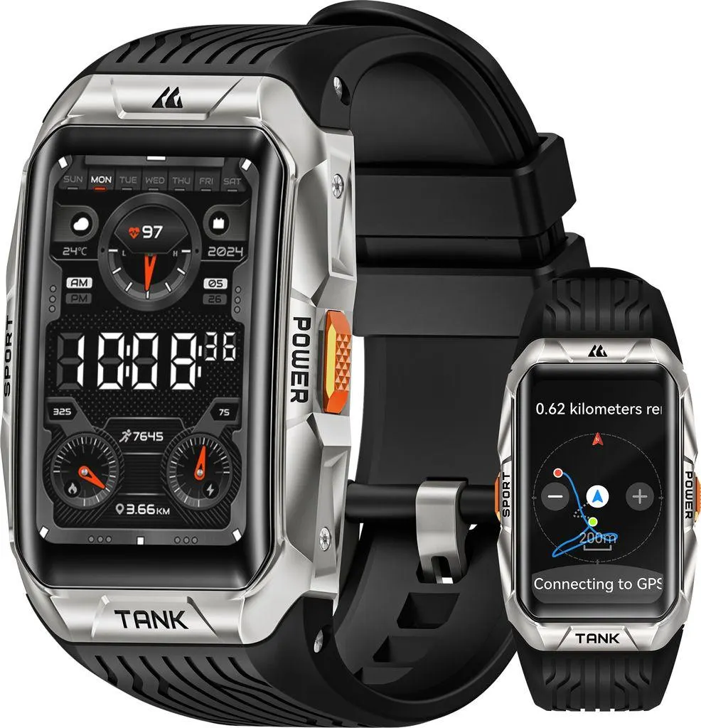 KOSPET Tank X2 Ultra Smartwatch GPS und Telefonfunktion, Fitness Tracker mit 60 Tage Akkulaufzeit, 50M wasserdicht, Bluetooth anrufen, 1.64“ AMOLED