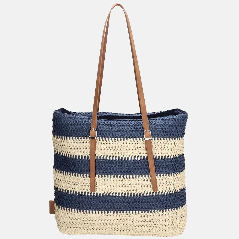 PE Florence shopper riet donkerblauw