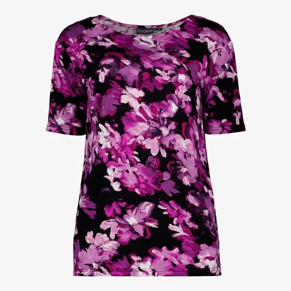 TwoDay dames T-shirt met bloemenprint paars