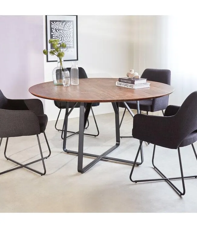 Ronde eettafel acaciahout Zora Ø150 cm bruin