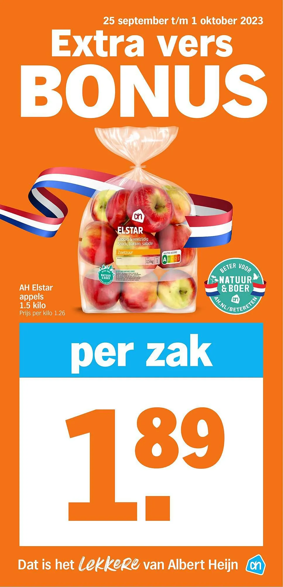 Albert Heijn Extra vers Bonus folder van 25 september tot 1 oktober 2023 - Folder pagina 1