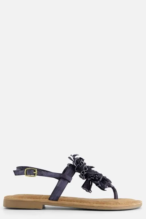 Sandalen Flower zwart Leer