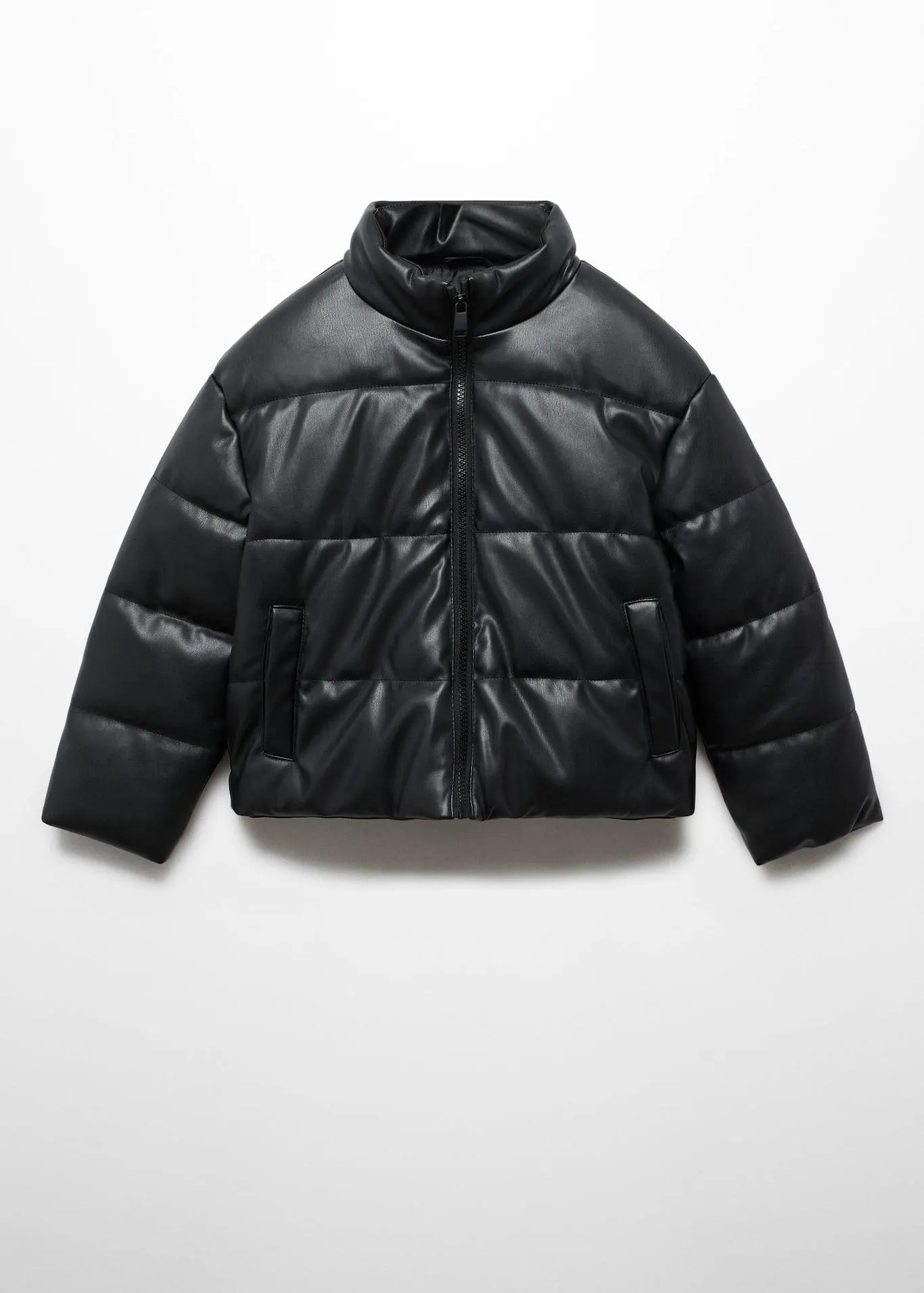 Gewatteerde jas met leerlook