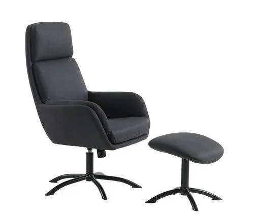 Fauteuil TANKEFULD met voetenbank donkergrijs