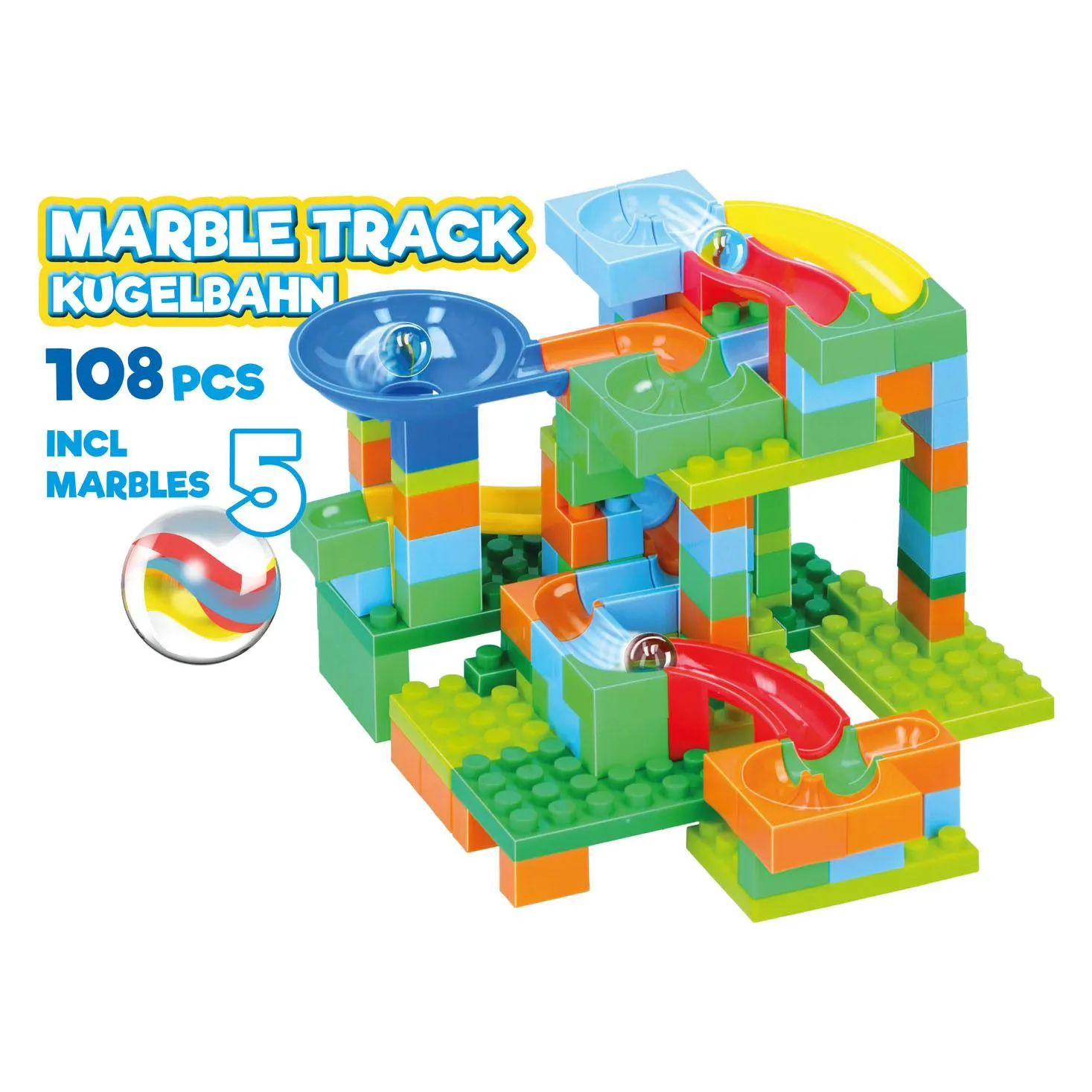 Kunststof Knikkerbaan Marble, 108dlg.