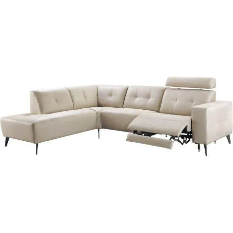 Hoekbank links Piorino pocketvering lichtgrijs relaxfunctie