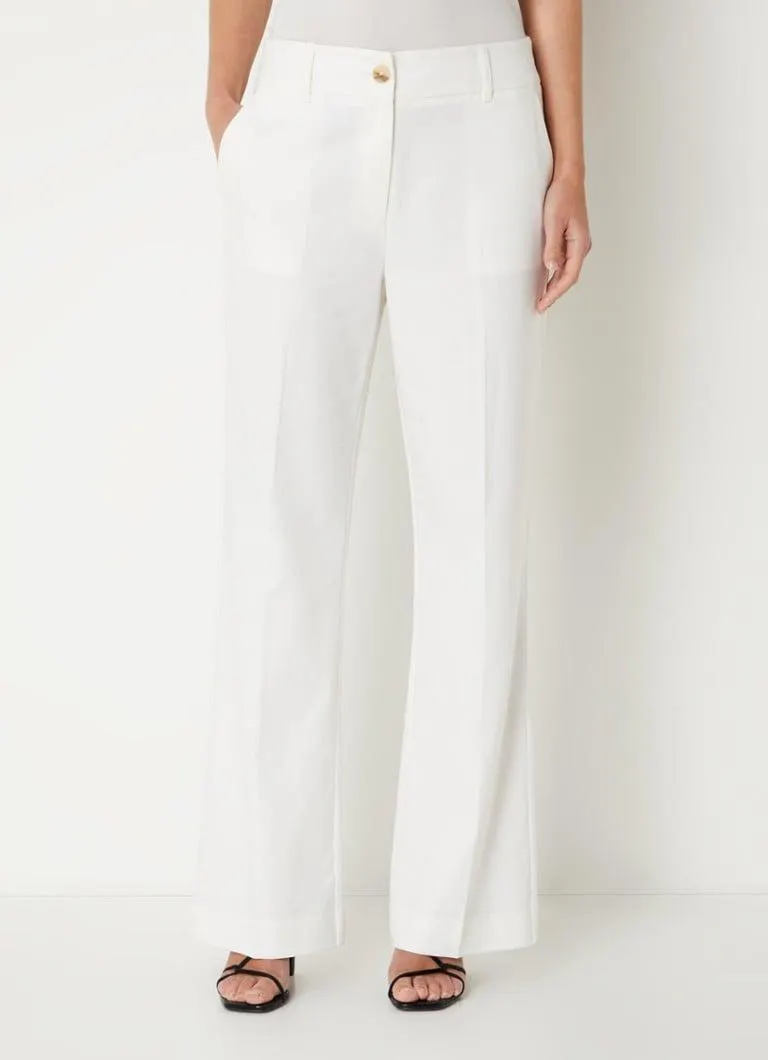 High waist straight fit pantalon in linnenblend