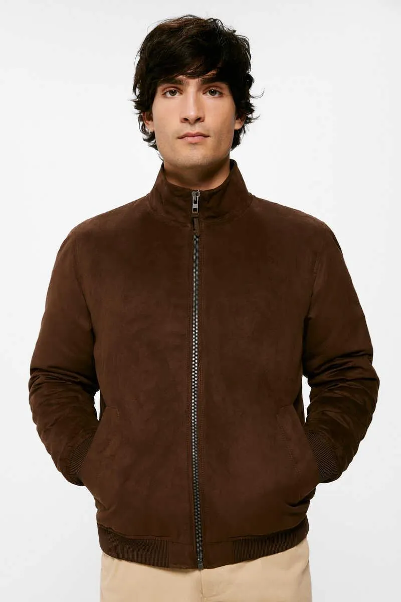 Cazadora acolchada efecto ante