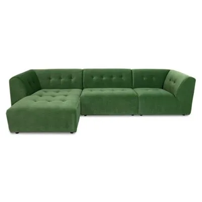 HKliving hoekbank Vint VINT: Divan links + Midden + Rechts | Royal Velvet, Green
