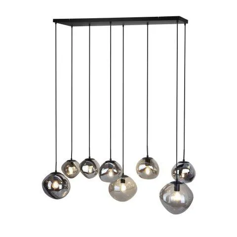 Hanglamp Macato zwart smoke glas 8-lichts