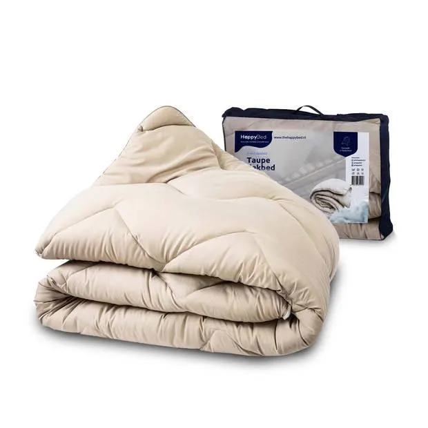 HappyBed taupe dekbed zonder overtrek 140x200 cm - Bedrukt dekbed - Gekleurd dekbed - Dekbed met print - Wasbaar